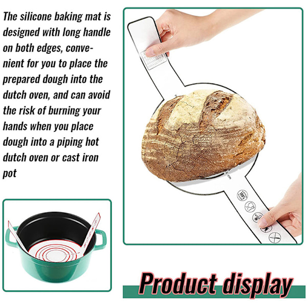 1st Silikon Bakmatta Långt Handtag Sling Non-Stick Kök Coo Svart