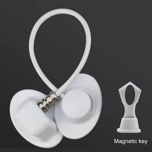Magnetisk kjøleskapslås med nøkkel, skapbegrenser, selvklebende barnesikring for kjøleskap, barnesikkert skap