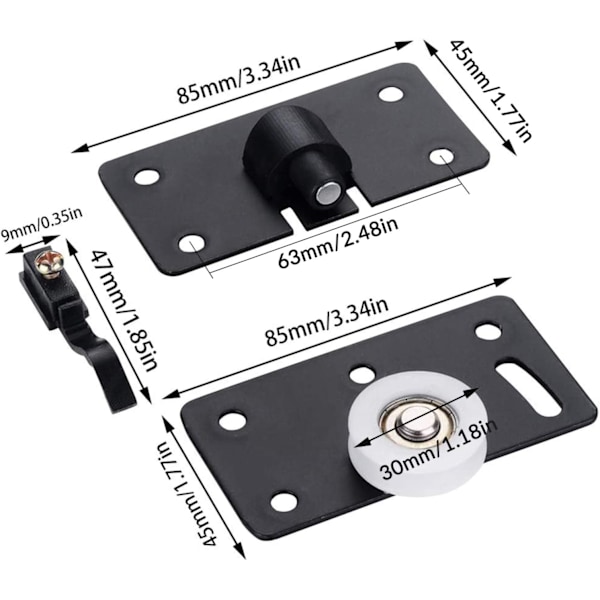 2 st Nylon Skjutdörr Hjul Kit 30mm Möbler Skjutdörr Hårdvara Heavy Duty Skåp Hjul