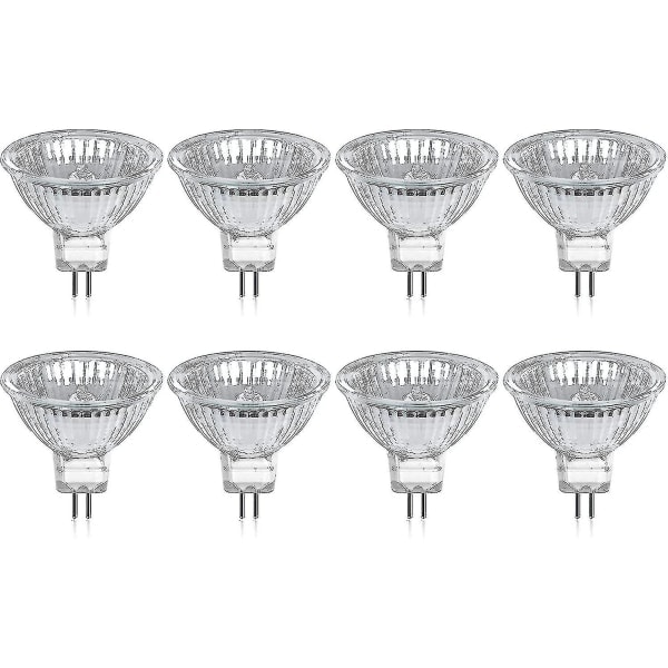 Pack of 8 halogen bulbs Gu5.3 Mr16 35w 12v Dimmable - warm white 2800k, 400 lumens, lid