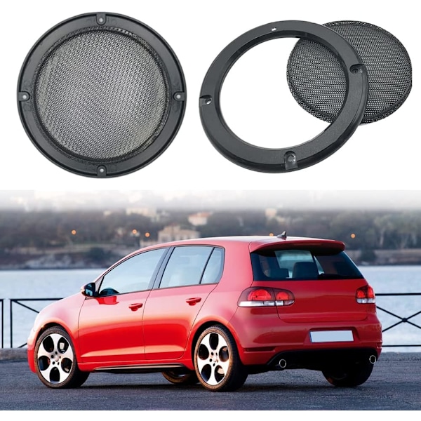 Högtalargaller Skydd Subwoofer-skydd Dekorativ cirkel för bilhögtalare, Svart (6,5 tum)
