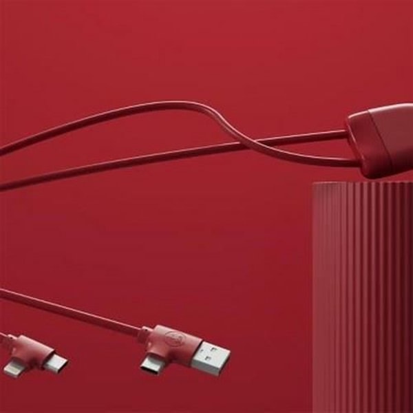 4-i-1 Ice-C Miljöansvarig USB A, USB C / USB C, Lightning-kabel 1m XOOPAR Röd