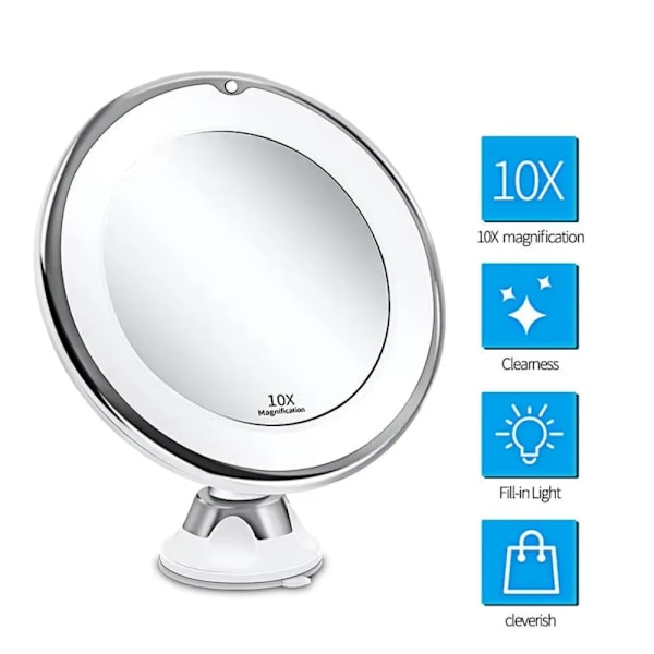 LED Sminkespeil med Sugekopp og 360° Rotasjon
