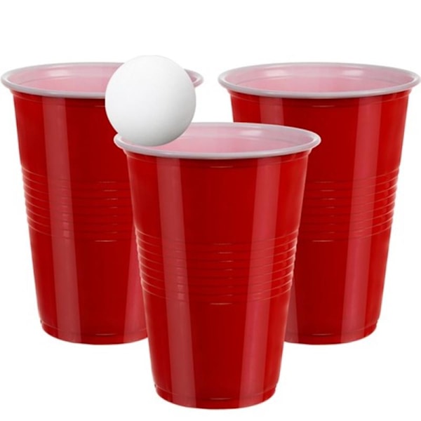 Beer Pong -peli juhliin - 50 muovikuppia ja 3 palloa