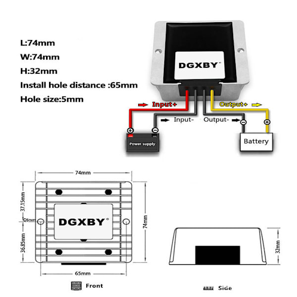 8-40V till 12V 6A DC Spänningsregulator 72W Modul för Bilspänning Vattentät