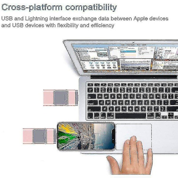 4-i-1 USB-minne med lagring för iPhone, iPad, PC, iOS och Android (128 GB)