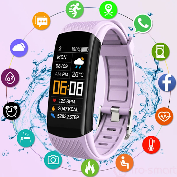 C5S Smartklokke Dame Blodtrykksmåler Vanntett Pulsklokke Fitnessklokke Armbånd For Android iOS Menn Smartwatc