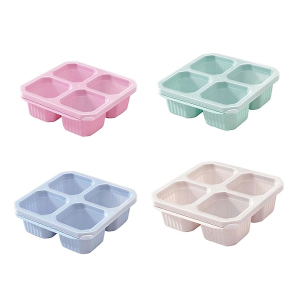 4 st Snacksboxar med 4 Fack Återanvändbara Lättöppnade Lock Snacksbehållare för Barn Vuxna Stapelbara Matförvaringsbehållare för Skola H (LGL)