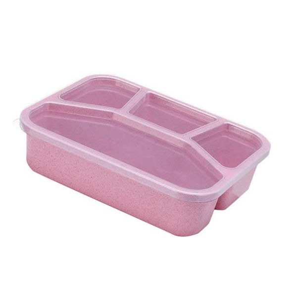 Miljövänlig rosa matlåda med 4 fack för organiserad lunch