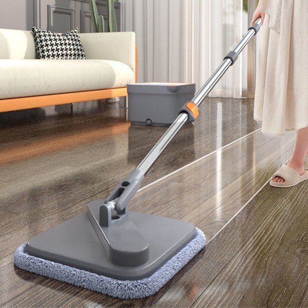 Integrated Flat Mop with Bucket Hangable Design Rotating Wash Mop for Living Room