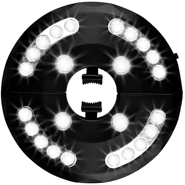 Trädgårdsparasolllampa, uteplatsbelysning, 24 LED, 3 belysningslägen, parasolllampa för terrass, trädgård, stort paraply (vitt ljus)