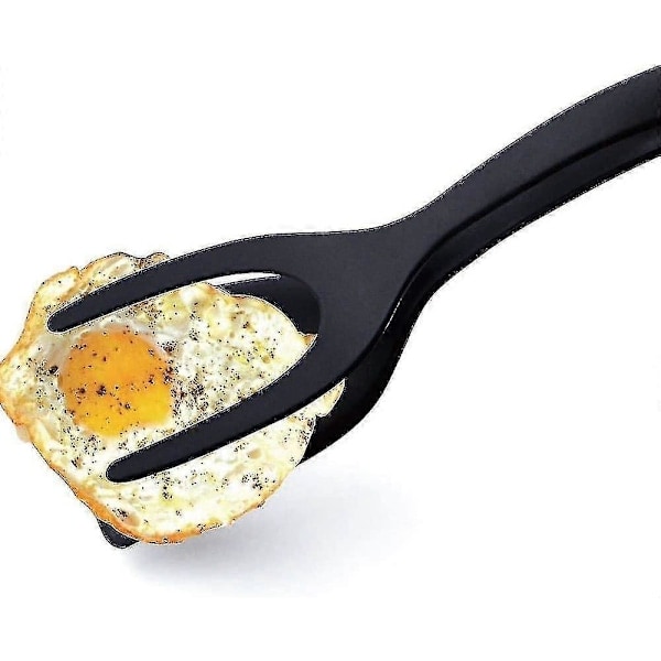 Stekspade för stekta ägg, 2-i-1 silikon äggspade pannkakstång, svart (PA)