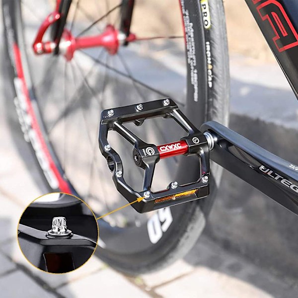 Cykelpedaler med reflexer och 3 förseglade lager, breda plattformspedaler i aluminiumlegering för cykel, 9/16 tum, lätta, halkfria för mountainbike och landsvägscykel