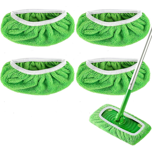 Uudelleenkäytettävät mikrokuitumoppityynyt, jotka ovat yhteensopivia Swiffer Sweeper Mopin kanssa, pestävät kuivat märät pyyhkeet puulattioiden puhdistukseen, 4 kpl