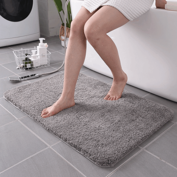 Tyk fløjl gulvmåtte, absorberende anti-slip måtte til badeværelse (rød, 40*60 cm)