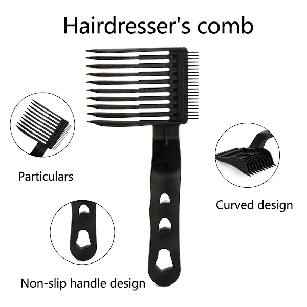 \"2-delars kit Uppgradering Barber Platt Top Hårklippningskammar Herrars Arc Design Böjd Positionering Hårklippningskammar Salong Frisörverktyg\"
