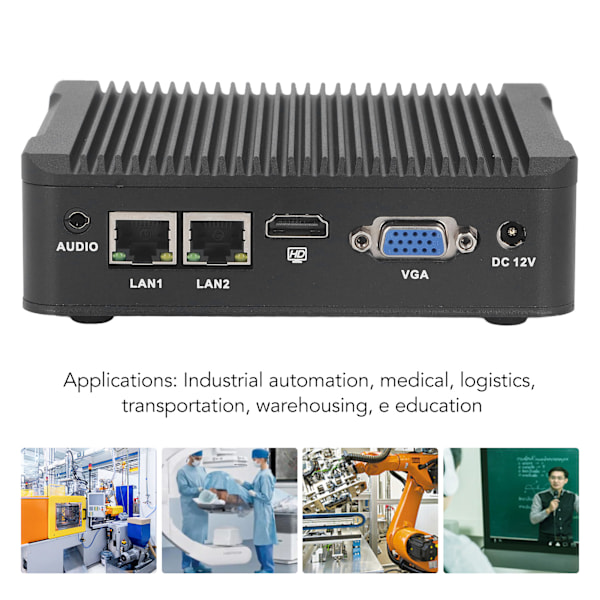 Mini Computer Indbygget Blæserløs Lavt Strømforbrug J1900 Hurtig Varmeafledning Industriel PC til Automation DC12V EU-stik 100-240V
