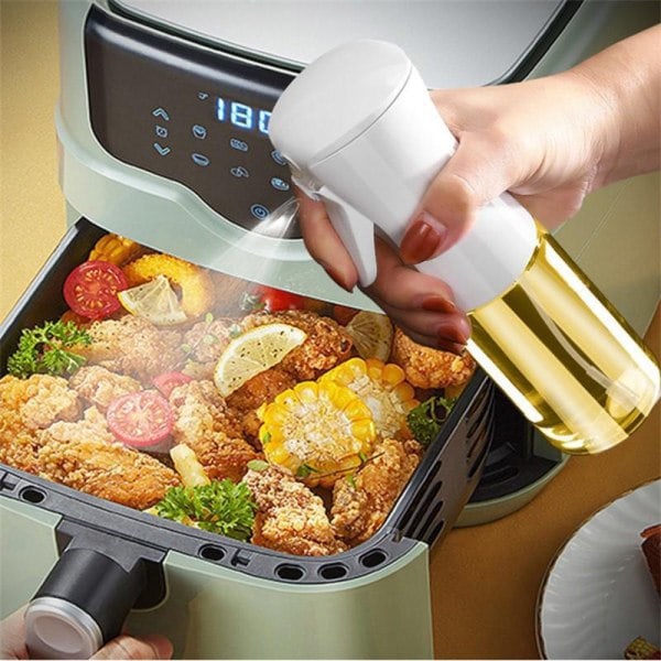 Suihkepullo ruokaöljylle, kannettava muovinen öljysuihkepullo, uudelleentäytettävä, 200/300 ml keittiööljyn suihkutyökalu valkoinen 300ml