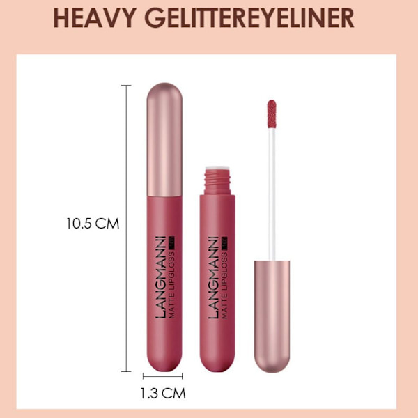 6 Farver Lip Gloss Mat Flydende Læbestift Makeup Langvarig Vandfast