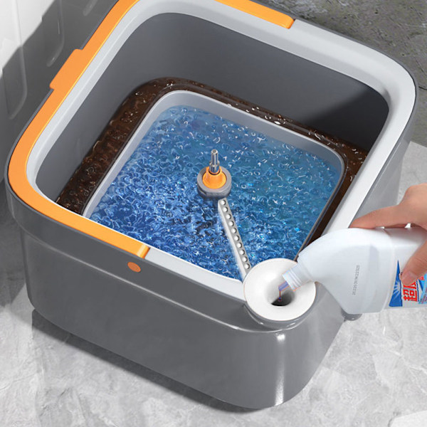 Integrated Flat Mop with Bucket Hangable Design Rotating Wash Mop for Living Room