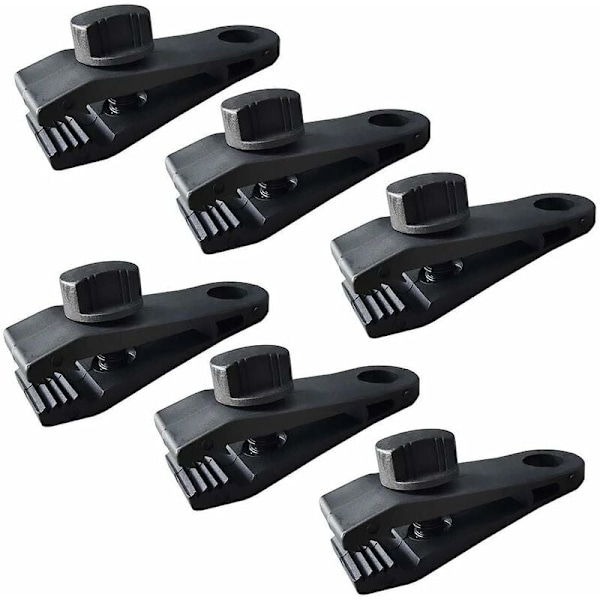 Sett med 6 klips for campingpresenning, presenning, campingvogn, hageduk svart