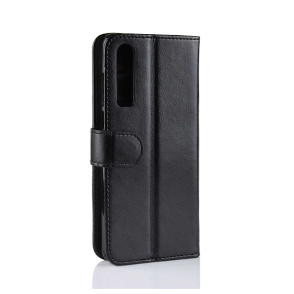 Huawei P30 Pung Etui Sort Læder Skind Cover sort