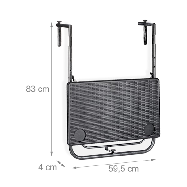 Balkonbord foldbart sort