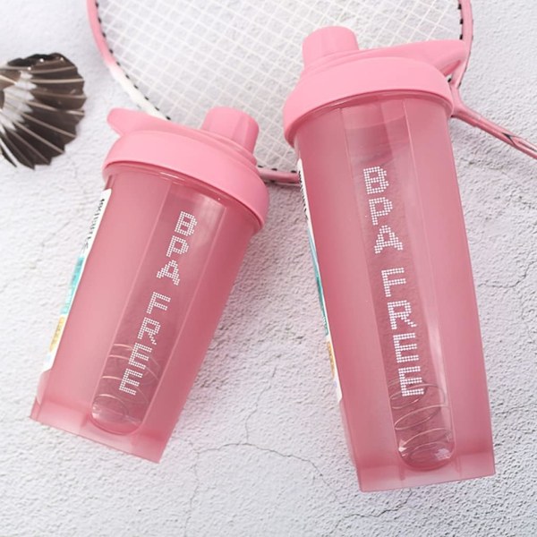 Protein Mixer Shaker Flaske med Twist and Lock Bærbar Pre Workout Protein Drik Shaker Cup, Smoothies og Shakes (Pink)
