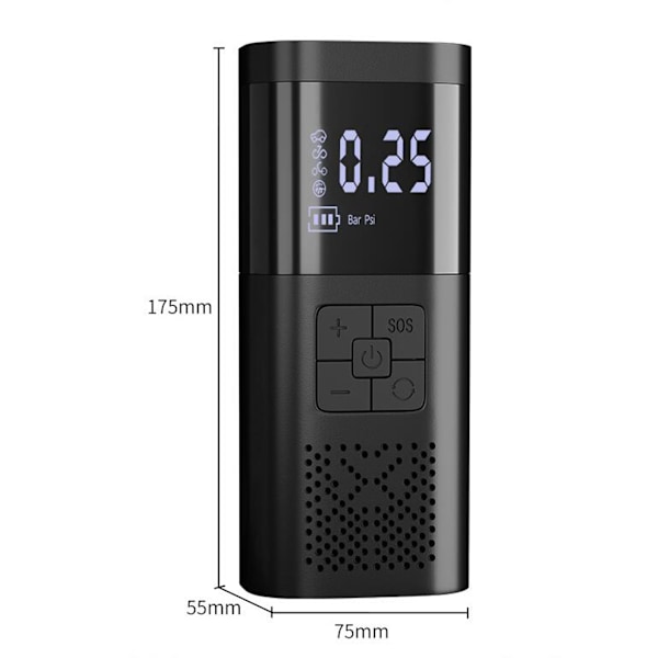 Sähköinen ilmapumppu 6000mAh akulla, 150 PSI kannettava pyöräpumppu kaikkiin venttiileihin digitaalisella LCD LED-valolla, minikompressori pyörälle
