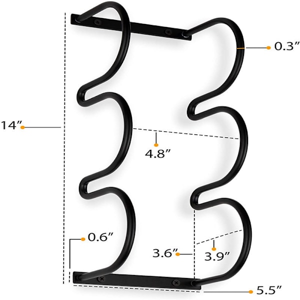 Vinstativ - Veggmontert vinstativ - 2 deler - Hengende vinstativ - 6 flasker - Hengende stativ - Glassstativ - Vinglassstativ - Vinglass h