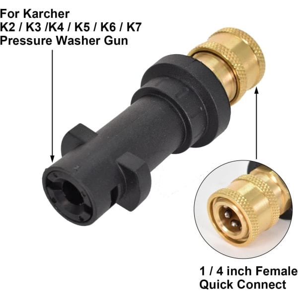 Adapter för högtryckstvätt, 1/4 snabbkoppling kompatibel med Karcher