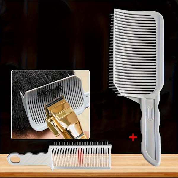 3-delt Profesjonelt Hårsaks-kammsett - Holdbare ABS-plastkammer med Presisjons Barber Fade Guide for Styling, Teksturert, Krøllete og Bølgete (FMY)