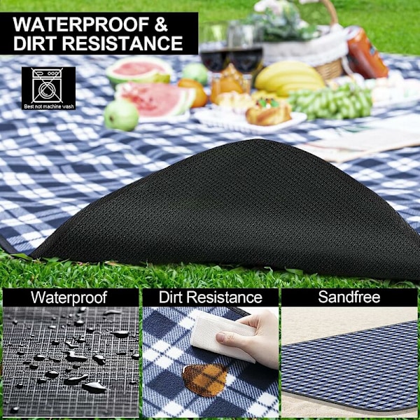 200x300cm Picnic Tæppe, Foldbart Isoleret Sandafvisende Vandtæt Strandtæppe