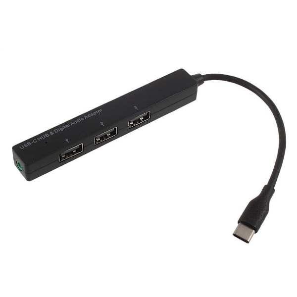 GT-129 Type-C -sovitin HUB 3 USB-C -portilla ja 3,5 mm:n audioportilla