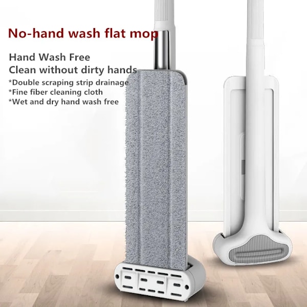Klemmopp Håndfri Vask Lat 360° mopper med gjenbrukbare mikrofiberputer for flat mopp for rengjøring under lang seng Rengjøringsverktøy for hjemmet