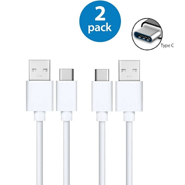 2-PACK Hurtiglading USB-C 2.4A kabel for Samsung, Android - 1m