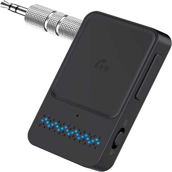 Bluetooth adapter bil, trådløs Aux Bluetooth 5.0-adapter med håndfrie samtaler, Bluetooth-mottaker for bil, hodetelefoner og hjemmestereosystemer (dobbel)