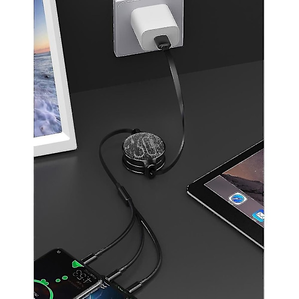 3-in-1 sisäänvedettävä Micro USB Type-C 3A pikalatauskaapeli iPhone Androidille