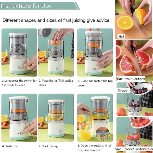 Elektrisk USB-juicer, genopladelig, bærbar hjemmejuicer