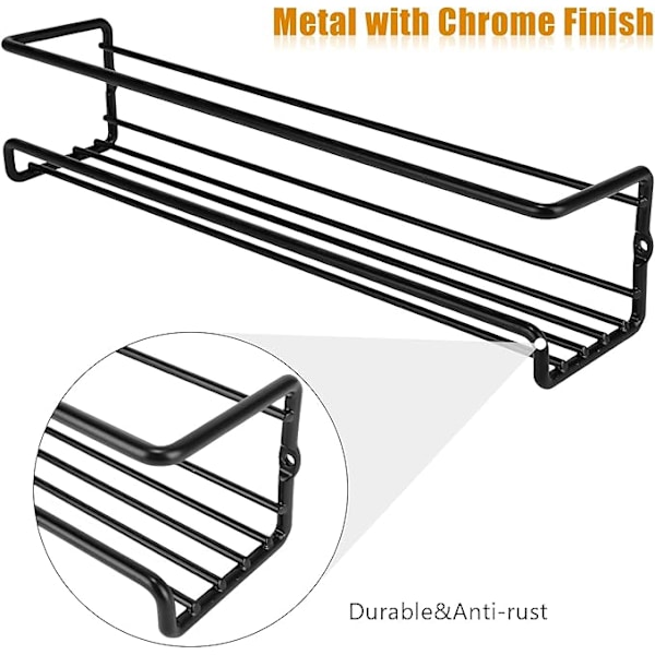 Metallisk krydderhylle, sett med 4 krydderhyller for kjøkken med selvklebende DXGHC
