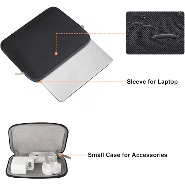 Laptopfodral 13 Tum, 13-tums Laptopfodral för MacBook Air M4 M3 M2 M1 2025-2018 / Pro 13 M2 M1 2025-2016 med Liten Väska Dator, svart