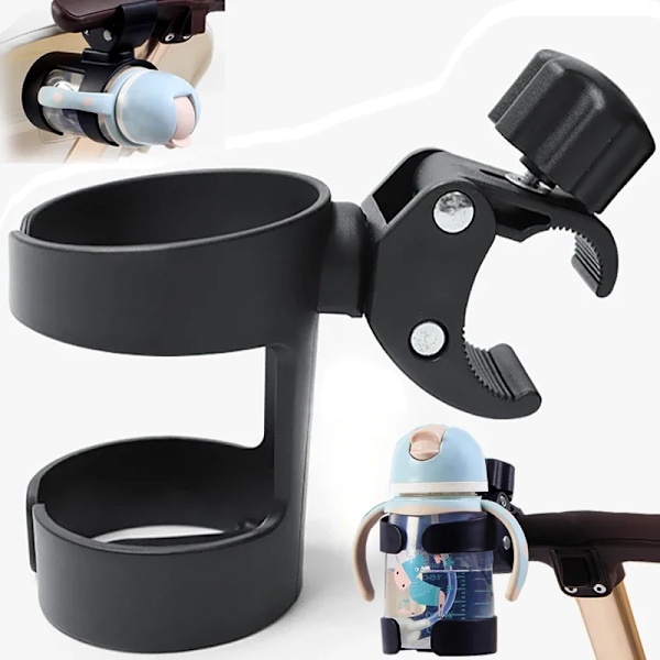 360 Justerbar barnevogn vannkoppholder Paraplyholder for barneflasker Baby- og småbarnsrullestol Drikkevannkopper Feste Montering Stativ