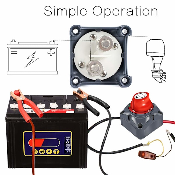 Batteri Hovedafbryder 12V/24V - Batteri Afbryder - Hoved Batteri Isolator Afbryder Bilbatteri Kill Switch Tilbehør til RV Yacht Båd