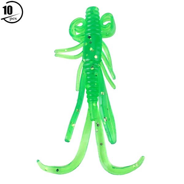 10 st 6,2 cm Mjuka Plastfiskedrag Konstgjorda Räkbeten Fisketillbehör (Grön)