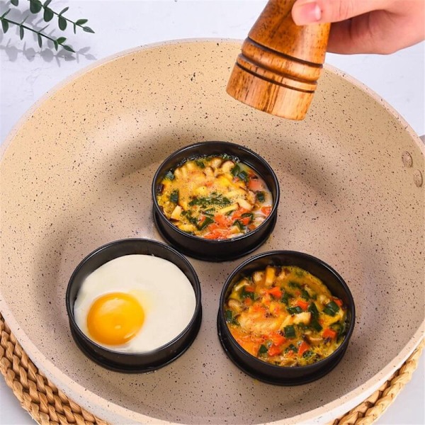 8-pakning Non-Stick Engelske Muffinsringer for Crumpets - Rustfrie Dobbelvalsede Ringer for Muffins, Pannekaker