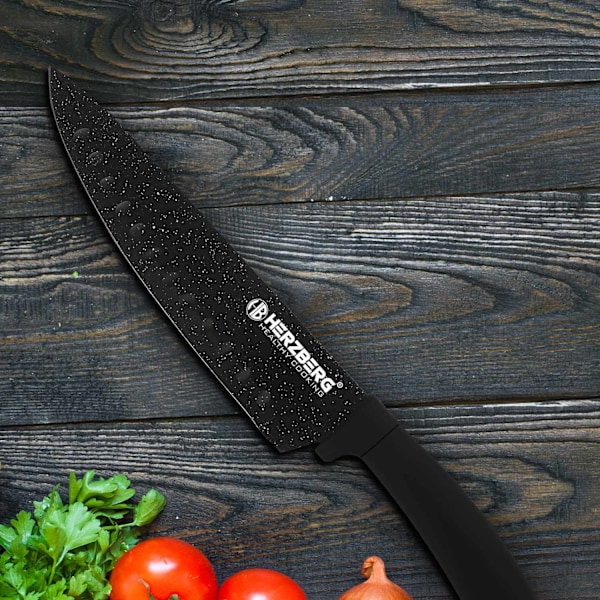 Komplet Knivsæt: 5 Knive, Saks, Sliber & Roterbart Stativ
