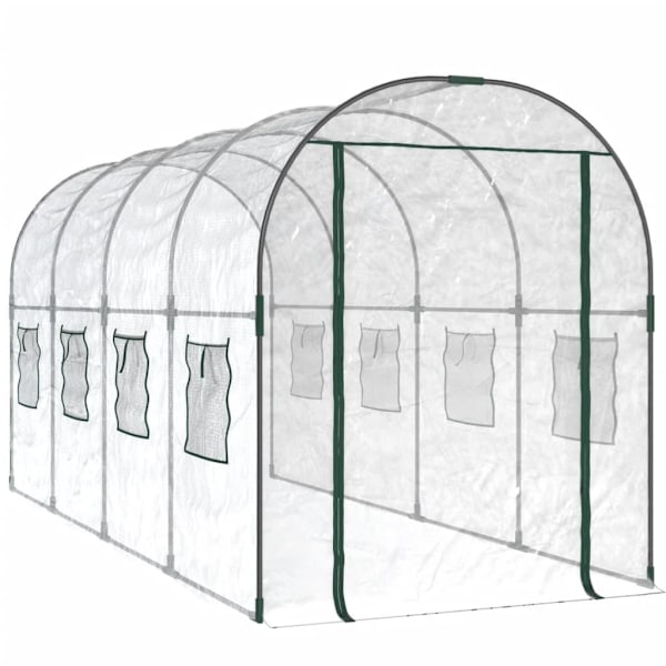 vidaXL Drivhus Transparent 160x400x190 cm PVC & Pulverlakeret