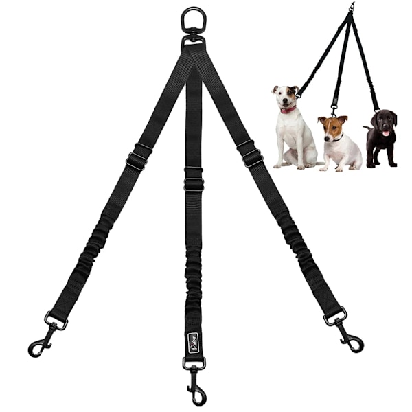 Nylon No-Pull 3-veis Hundeleie Koble Pet Justerbar Tau Ingen Knyting Bungee Kjæledyr Gå Sele 1 Leie For 3 Hunder