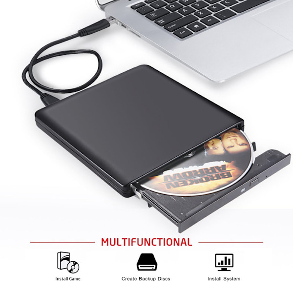 Ulkoinen USB 2.0 Optinen Asema Soitin Hopea