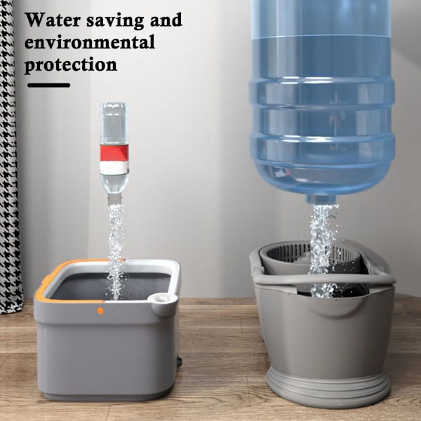 Integrated Flat Mop with Bucket Hangable Design Rotating Wash Mop for Living Room